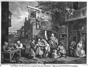 Die Wahl II; Stimmenfang, graviert von Charles Grignion, 1757 von William Hogarth