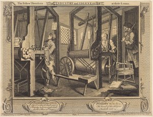 Die Mitlehrlinge an ihren Webstühlen von William Hogarth