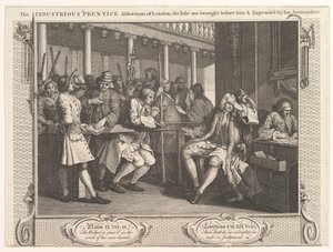 Der fleißige Lehrling, Alderman von London, der faule vor ihm gebracht, September 30, 1747 von William Hogarth