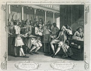 Der fleißige Lehrling, Alderman von London, der faule wird von seinem Komplizen vor ihm angeklagt, Platte X von 