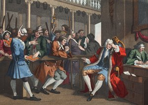 Der fleißige Lehrling, Alderman von London, der faule wird von seinem Komplizen vor ihm angeklagt, Tafel X aus 