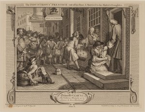 Der fleißige Lehrling nach seiner Zeit und verheiratet mit der Tochter seines Meisters von William Hogarth