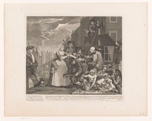 Tom Rakewell wird von Sarah Young vor seiner Verhaftung gerettet von William Hogarth
