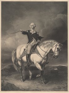 George Washington zu Pferd von William Holl II after John Faed