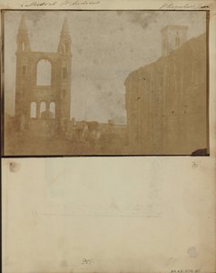 Der Ostgiebel und das südliche Seitenschiff der St. Andrews Kathedrale mit dem St. Regulus Turm, von Nordwesten
