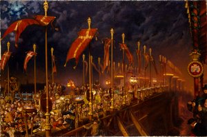 London Bridge in der Nacht der Hochzeit des Prinzen und der Prinzessin von Wales, 1863 von William Holman Hunt