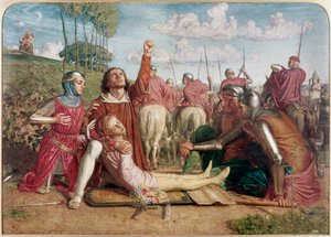 Rienzi schwört, Rache für den Tod seines jungen Bruders zu nehmen, Opfer eines Zusammenstoßes zwischen den Orsini und den Colonna von William Holman Hunt