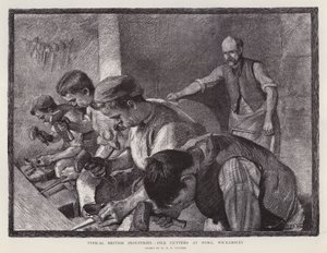 Feilenhauer bei der Arbeit, Wickersley, South Yorkshire (Lithografie) von William Holt Yates (after) Titcomb