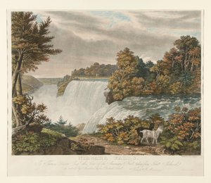 Niagarafälle. An Thomas Dixon Esq. wird dieser Blick auf den amerikanischen Fall, aufgenommen von Goat Island, respektvoll gewidmet von William James Bennett