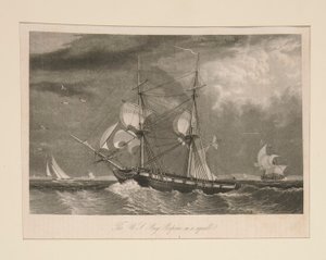 Die US-Brigg Porpoise in einem Sturm von William James Bennett