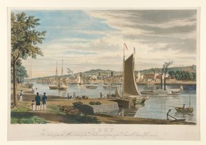 Troy. Vom Westufer des Hudsons, vor dem Arsenal der Vereinigten Staaten. von William James Bennett