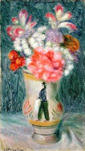 Blumen in einer Quimper-Vase von William James Glackens