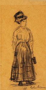 Frau mit schwarzem Hut und schwarzem Rock von William James Glackens