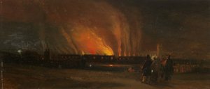 Bristol-Unruhen: Das Brennen des neuen Gefängnisses nahe der Prince Street, ca. 1831 von William James Muller