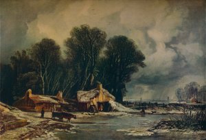 Landschaft mit alten Hütten: Winter, 1833