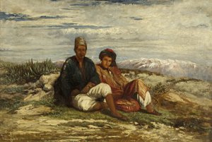 Zwei arabische Figuren sitzend von William James Muller