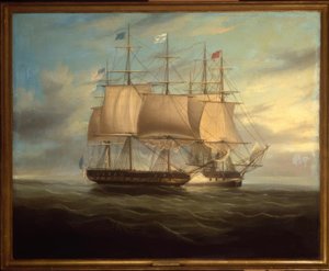 Shannon und Chesapeake im Nahkampf, 1813 von William John Huggins