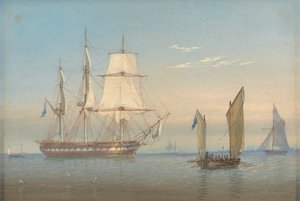 Eine britische Fregatte wirft Anker