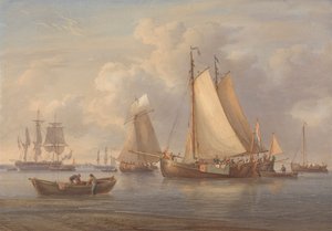 Niederländische Fischerboote vor Anker in einer Mündung von William Joy
