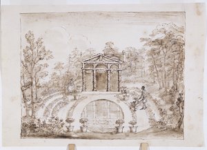Blumentempel und runder Pool von William Kent