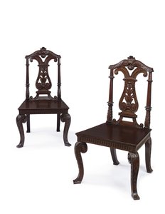Paar George II Hallstühle, ausgeführt von James Moore dem Jüngeren, ca. 1727-31 (Mahagoni)