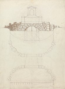 Der Wasserfall am Chiswick House, Middlesex: Aufriss und Plan