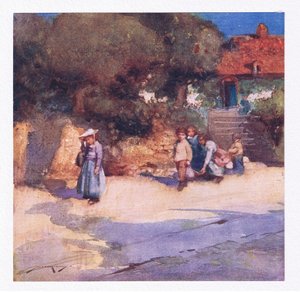 Die spielenden Kinder, die gerade aus der Schule entlassen wurden von William Lee Hankey