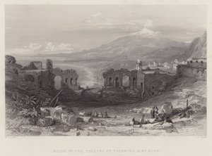 Ruinen des Theaters in Taormina und der Ätna von William Leighton Leitch