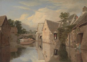 Häuser an einem Fluss von William Linton