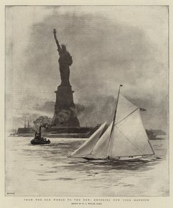 Vom Alten in die Neue Welt, Einfahrt in den Hafen von New York von William Lionel Wyllie