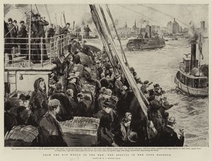 Vom Alten in die Neue Welt, die Ankunft im Hafen von New York von William Lionel Wyllie