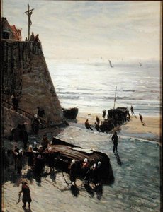 Das Hochziehen des Fischerbootes von William Lionel Wyllie