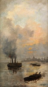 Sonnenuntergang an der Themse von William Lionel Wyllie