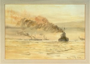 Kapitulierte deutsche Schlachtschiffe im Firth of Forth von William Lionel Wyllie