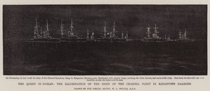 Die Königin in Dublin, die Beleuchtung der Schiffe der Kanalflotte im Hafen von Kingstown