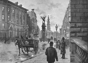Fleet Street, zeigt Temple Bar Memorial und Childs Bank von William Luker