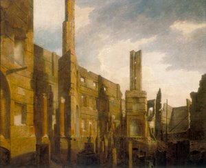 Die Ruinen des Pantheons in der Oxford Street nach dem verheerenden Brand vom 14. Januar 1792, 1792 von William Marlow