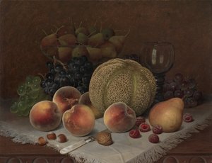 Stillleben mit Melone, um 1880 von William Mason Brown
