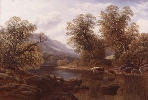 Landschaft mit einem Fluss und Vieh von William Mellor
