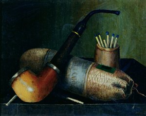 Stillleben mit Pfeifentabak und Streichhölzern von William Michael Harnett