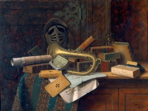 Stillleben mit Büste von Dante 1883 von William Michael Harnett