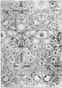 Lilien- und Granatapfelmuster-Tapete, 1887 von William Morris