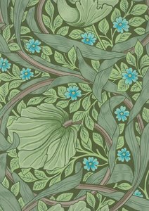 William Morris Tapetenmuster mit Vergissmeinnicht, ca. 1870 (Farbholzschnitt) von William Morris