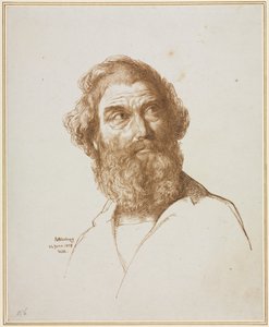 Kopf eines bärtigen Mannes, der nach links schaut von William Mulready