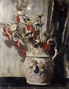Eine Vase mit Silberblatt