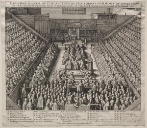 Westminster Hall, Innenansicht, mit dem Prozess des Earl of Strafford