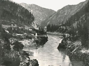 Die Rockies: der Frazer Canyon und die Cariboo Road Bridge, nahe Spuzzum, Kanada, 1895