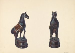 Pferd auf Fassbank, ca. 1938 von William O. Fletcher