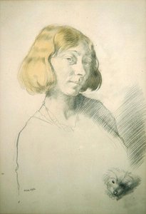 Vera Hone und ihr Hund, ca. 1912 von William Orpen