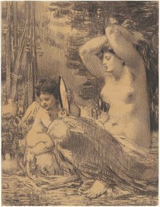 Akt mit Cherub, der einen Spiegel hält von William P. Babcock